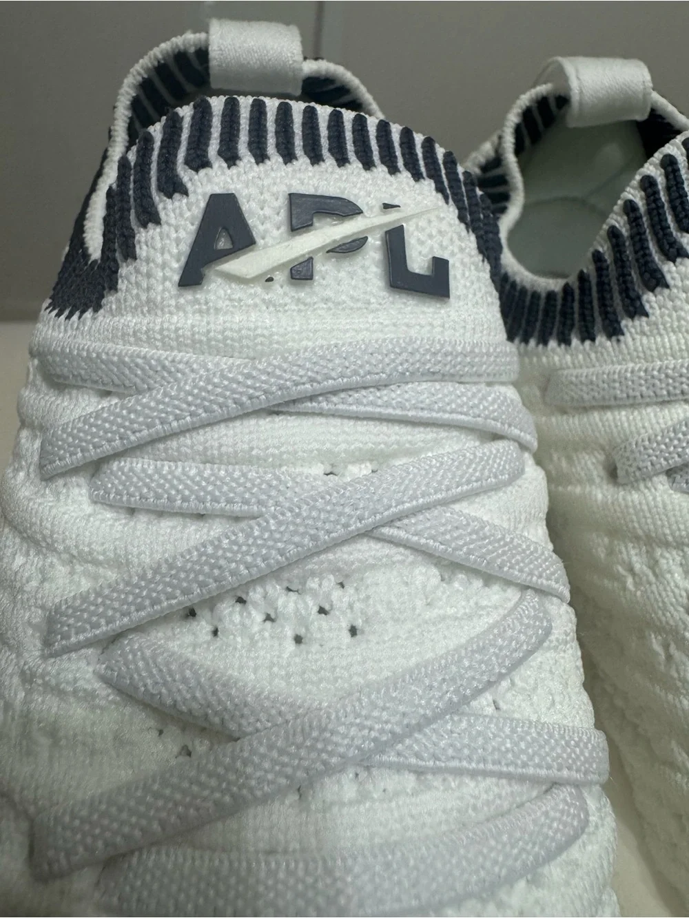 APL Kids' Techloom Wave Knit Sneaker in Ivory with Iron Ribbed Detail